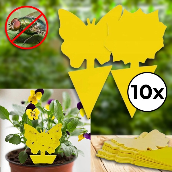 Klebefallen für Fliegen - 10er-Pack, Schmetterling & Sonnenblume, 12.7 x 7.6 cm | BUGILURE