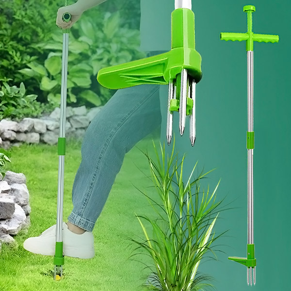 Stehender Unkrautentferner – 91 cm, 3-Zinken-Drehmechanismus, kein Bücken | SPINOUT