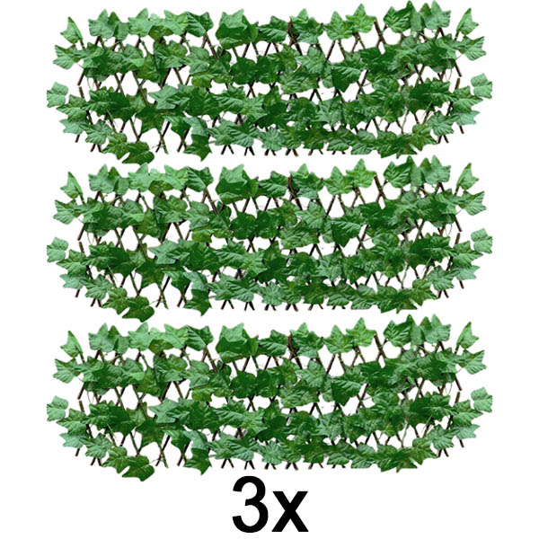 3x Ausziehbares Efeu-Zaunpaneel – 30×180 cm, UV-beständig, ohne Werkzeug | GREENFENCE