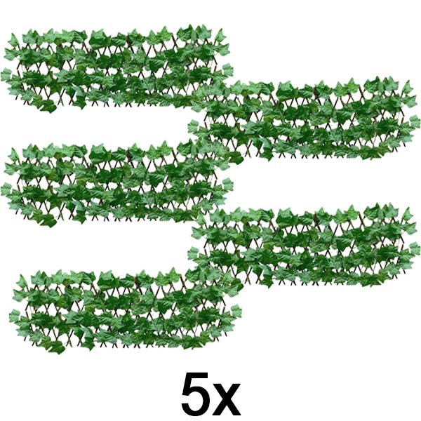 5x Ausziehbares Efeu-Zaunpaneel – 30×180 cm, UV-beständig, ohne Werkzeug | GREENFENCE