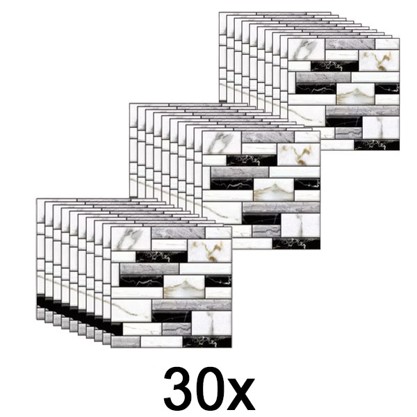 3x 3D-Wandaufkleber mit Marmoroptik (10 Stück/0,9 m²) | MARBLEBLOCKS