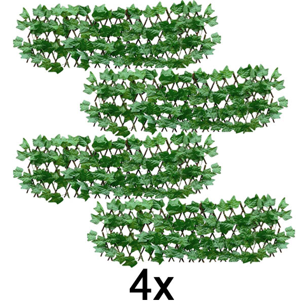 4x Ausziehbares Efeu-Zaunpaneel – 30×180 cm, UV-beständig, ohne Werkzeug | GREENFENCE