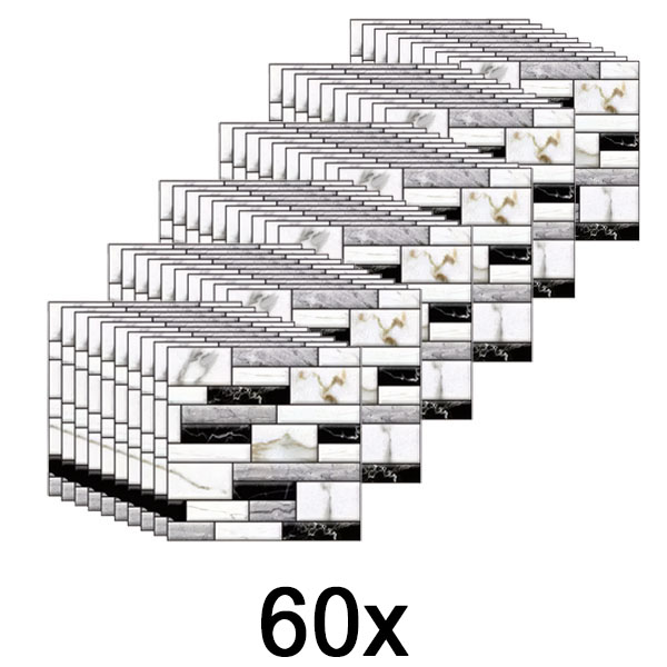 6x 3D-Wandaufkleber mit Marmoroptik (10 Stück/0,9 m²) | MARBLEBLOCKS