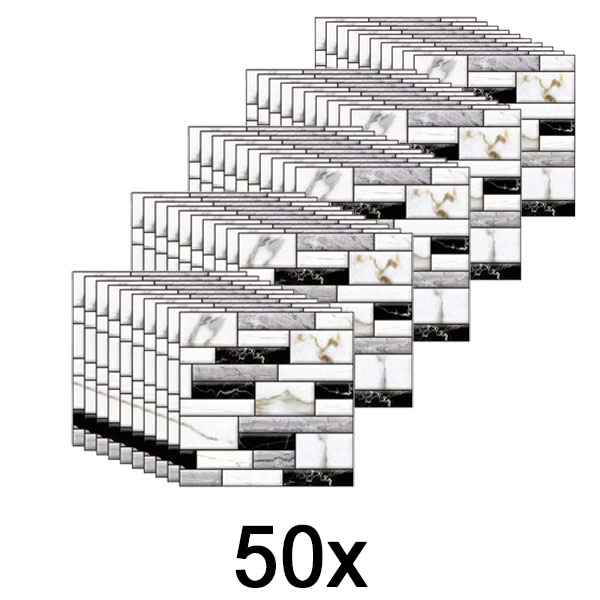 5x 3D-Wandaufkleber mit Marmoroptik (10 Stück/0,9 m²) | MARBLEBLOCKS
