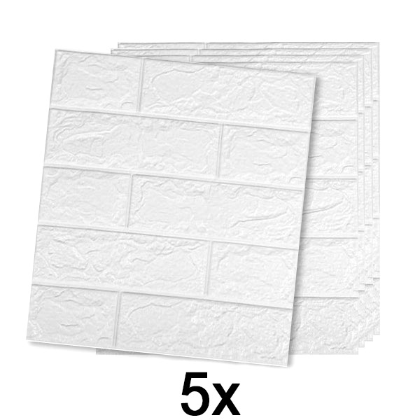 1x (5 Stück) Selbstklebende Backsteintapete mit 3D-Muster | BRICKSBY