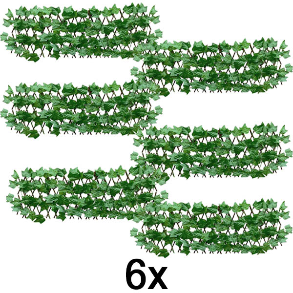 6x Ausziehbares Efeu-Zaunpaneel – 30×180 cm, UV-beständig, ohne Werkzeug | GREENFENCE