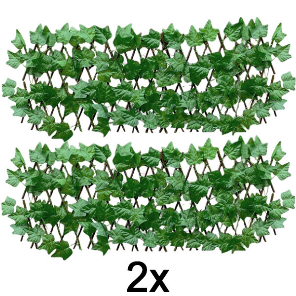 2x Ausziehbares Efeu-Zaunpaneel – 30×180 cm, UV-beständig, ohne Werkzeug | GREENFENCE