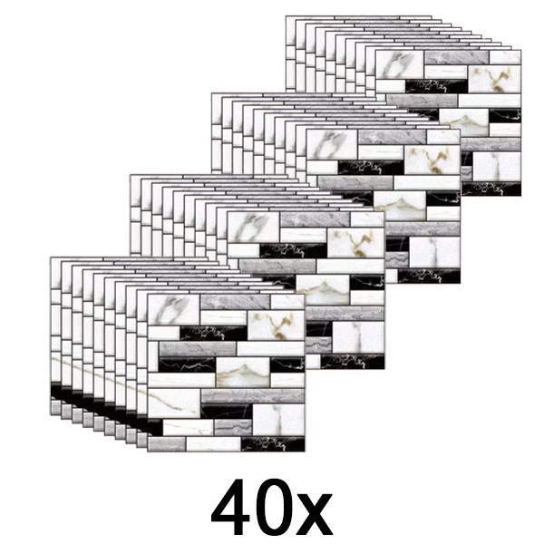 4x 3D-Wandaufkleber mit Marmoroptik (10 Stück/0,9 m²) | MARBLEBLOCKS