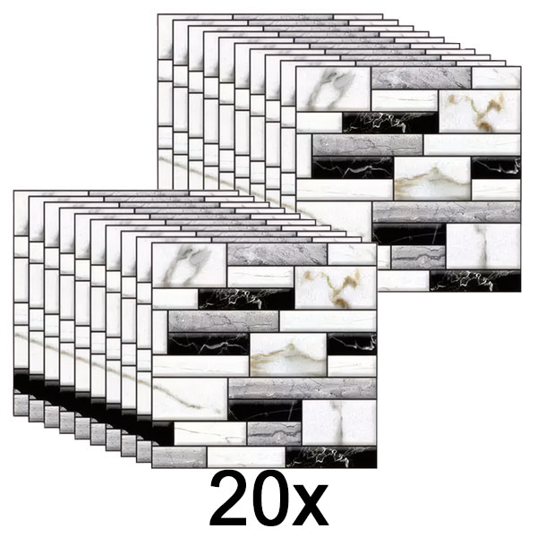 2x 3D-Wandaufkleber mit Marmoroptik (10 Stück/0,9 m²) | MARBLEBLOCKS