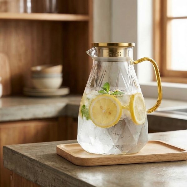 Glaskaraffe mit Diamantmuster | DIAPOUR