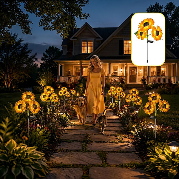 Wunderschöne Solar-Sonnenblumenlichter (2 Stück) | SOLAFLORA